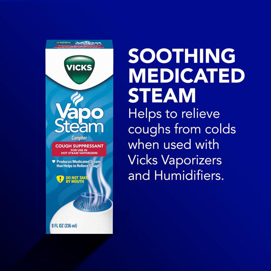 Vicks Vaposteam Medicated Liquid With Camphor, A Cough Suppressant, 8 Oz – Vaposteam Liquid Helps Relieve Coughing, For Use In Vaporizers And Humidifiers (Pack Of 2)