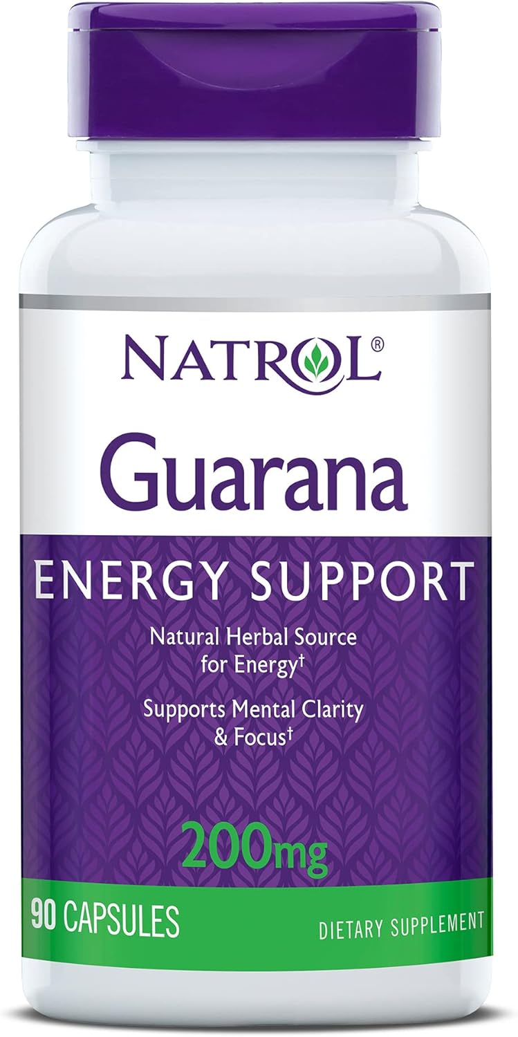 Natrol, Gurana Capsules, Energy Support Dietary Supplement, 200 mg, 90 Count (Pack of 12)