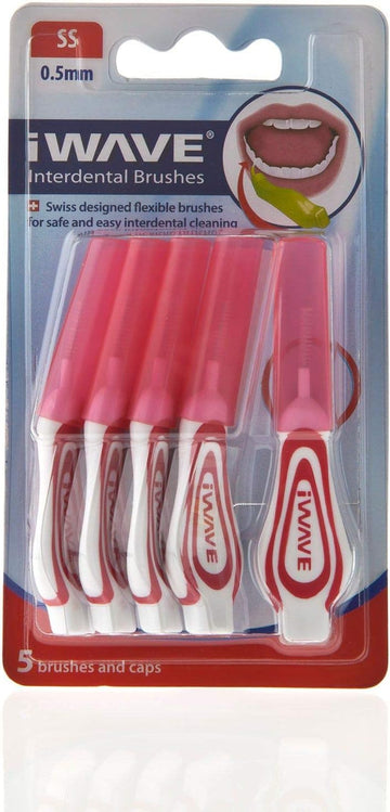 Iwave Interdental Brushes Fine Size 0.8 Mm Green Pack Of 5 – Interdental Cleaning Brushes For Total Teeth Cleaning Plaque Removal Tool
