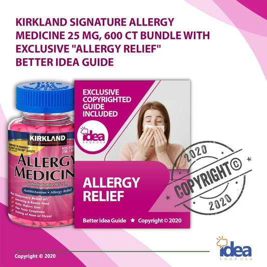 Kirkland Signature Allergy Medicine 25 mg, 600 Ct Bundle with Exclusive "Allergy Relief" - Better Idea Ge (2 Items)