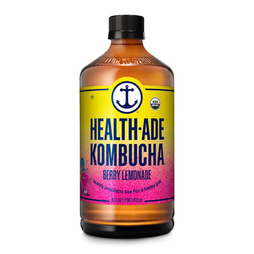 Health-Ade Kombucha Tea Organic Drink, Fermented Tea With Living Probiotics, Detoxifying Acids, Supports Gut Health, Non-Gmo, Vegan, Gluten Free, 12 Pack (16 Fl Oz Bottles), Berry Lemonade