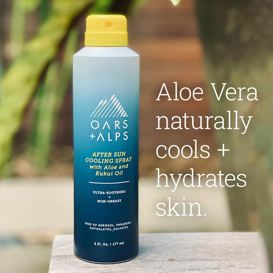 Oars + Alps After Sun Cooling Spray, Includes Aloe Vera and Niacinamide with a Green Tea Scent, 6 Fl Oz