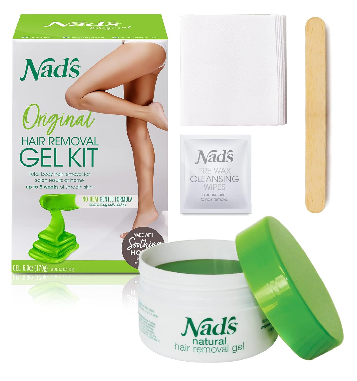 Nad'S Wax Kit Gel, Wax Hair Removal For Women, Body+Face Wax, 6 Ounce