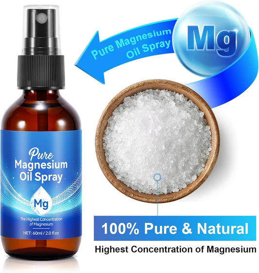 Pure Magnesium Oil Spray, 100% Natural Topical Magnesium Spray For Feet, Magnesium Spray For Sleep, Safe And Effective, 120Ml