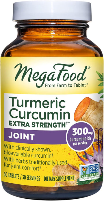 Megafood Turmeric Curcumin Extra Strength - Joint Support Supplement - Turmeric Curcumin With Black Pepper & Boswellia Extract - Vegan - Made Without 9 Food Allergens - 60 Tabs (30 Servings)