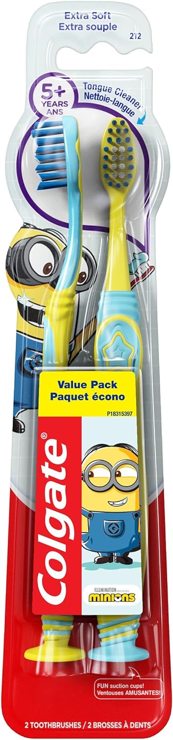 Colgate Kids Toothbrush With Suction Cup, Extra Soft - Minions (2 Count)