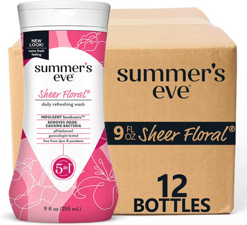 Summer'S Eve Sheer Floral Refreshing Daily All Over Feminine Body Wash, Removes Odor, Feminine Wash Ph Balanced, 9 Fl Oz, 12 Pack