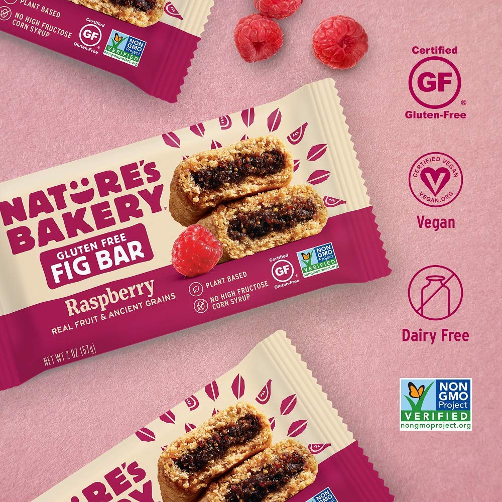 Nature’S Bakery Gluten Free Fig Bars, Raspberry, Real Fruit, Vegan, Non-Gmo, Snack Bar, 6 Boxes With 6 Twin Packs (36 Twin Packs)