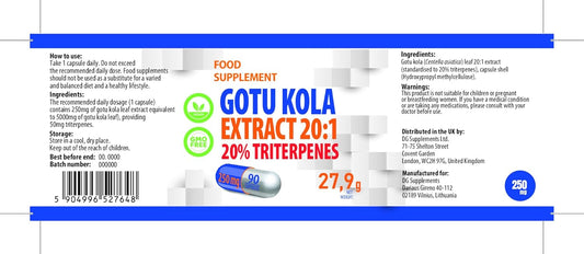 Hepatica Gotu Kola 5,000Mg | 20:1 Extract (250Mg) | 90 Vegan Capsules | 20% Triterpenes | High Strength Brain & Memory Support Supplement | 3Rd Party Lab Tested