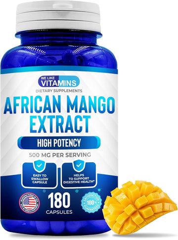 We Like Vitamins African Mango Extract 500Mg - 5000Mg Equivalent 10:1 Extract 180 Capsules - 6 Month Supply Of African Mango Capsules – Supports Metabolism Of Fat And Digestive Health