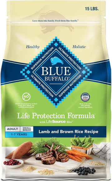 Blue Buffalo Life Protection Formula Adult Small Breed Dry Dog Food, Supports High Energy Needs, Made With Natural Ingredients, Lamb & Brown Rice Recipe, 15-Lb. Bag