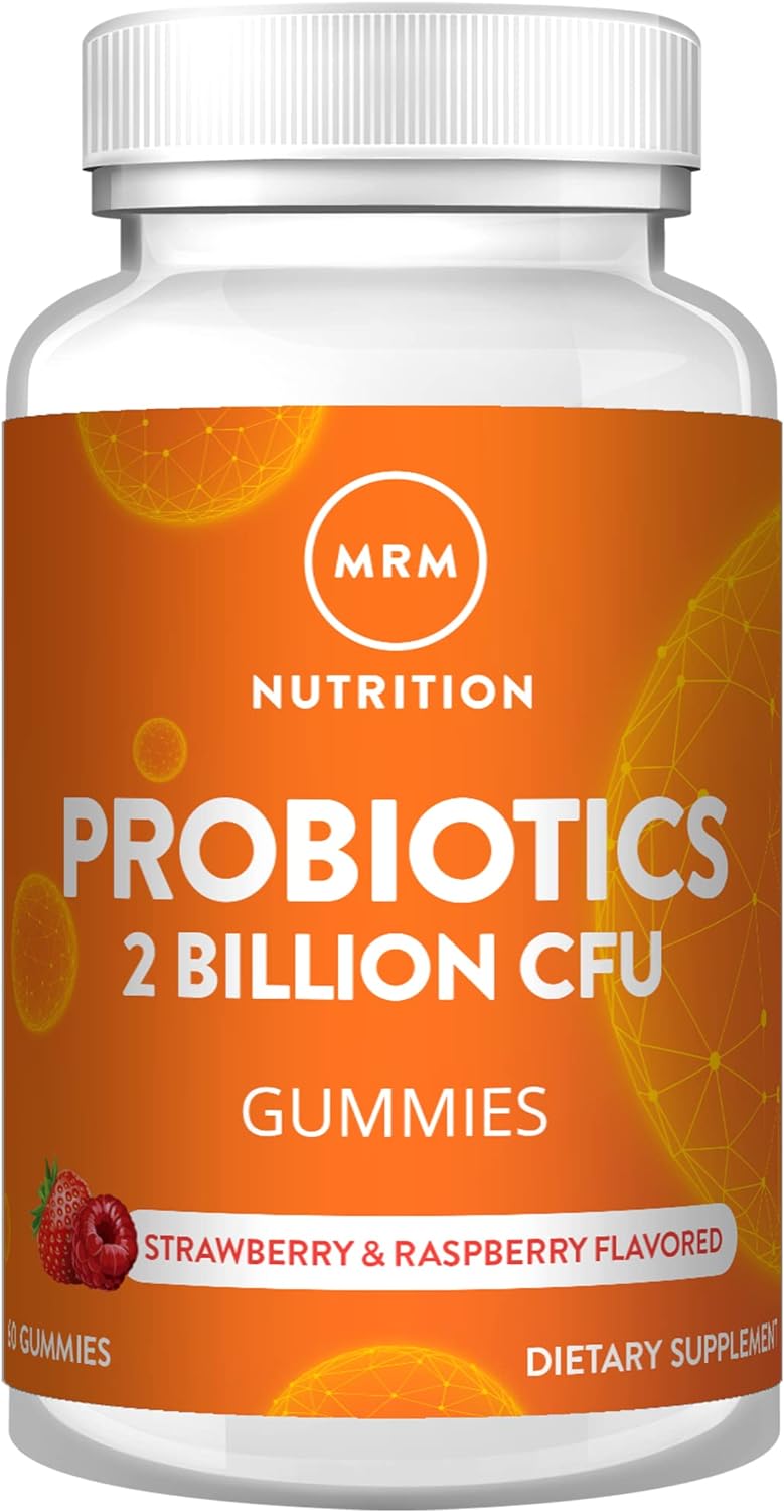 MRM Nutrition Probiotics Gummies | 2 Billion CFU | Digestive & Immune Support* | Natural Strawberry & Raspberry Flavored | Gelatin Free | Non-GMO | Vegan + Gluten Free | 30 Servings