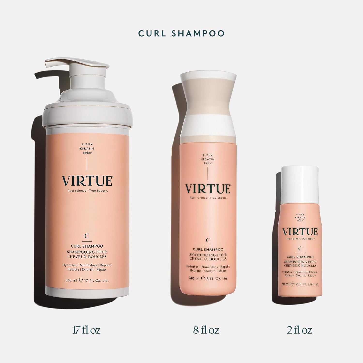 VIRTUE Curl Sulfate Free Shampoo with Jojoba Oil, Hydrates, Nourishes & Repairs Curly Hair with Frizz Control, Color Safe : Beauty & Personal Care