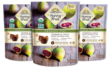 Turkish Dried Figs - Sunny Fruit - (3 Bags) - (5) 1.76Oz Portion Packs Per Bag | Purely Figs - No Added Sugars, Sulfurs Or Preservatives | Non-Gmo, Vegan, Halal & Kosher