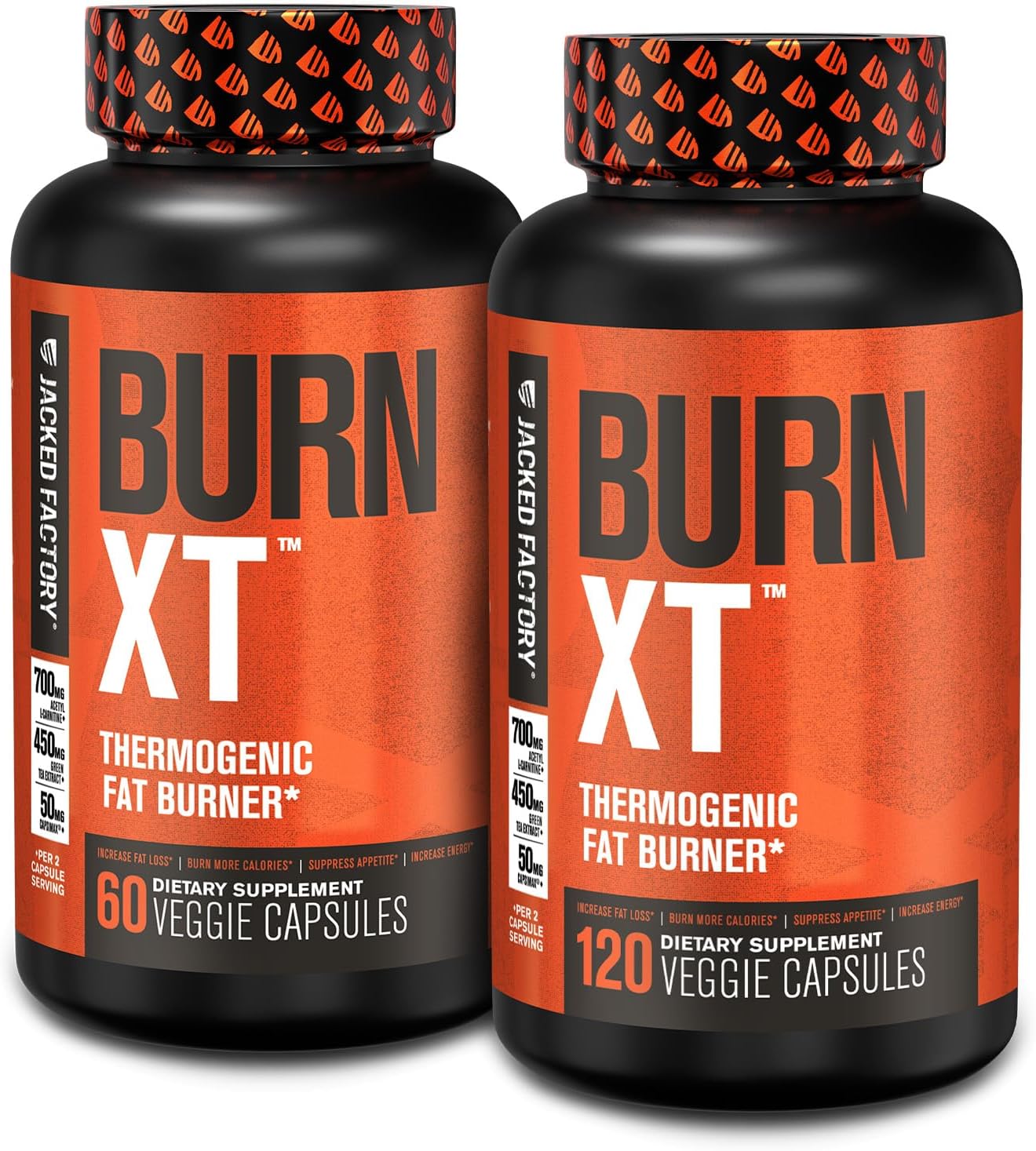 Jacked Factory Burn-Xt Clinically Studied Fat Burner & Weight Loss Supplement - Appetite Suppressant & Energy Booster - With Acetyl L-Carnitine, Green Tea Extract And More - 180 Natural Diet Pills