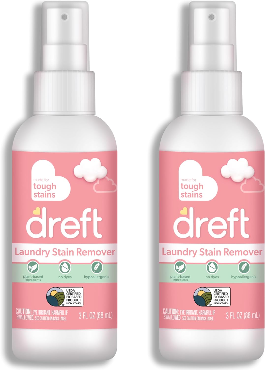 Dreft Stain Remover for Baby Clothes, Fragrance Free and Hypoallergenic Baby Stain Remover Spray, Travel Size Stain Treater, 3 Fl Oz ( Pack of 2)