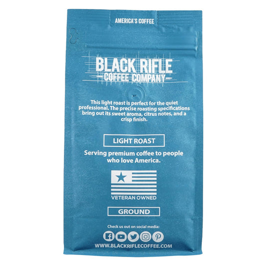 Black Rifle Coffee Company Silencer Smooth, Light Roast Ground Coffee, 12 Oz Bag