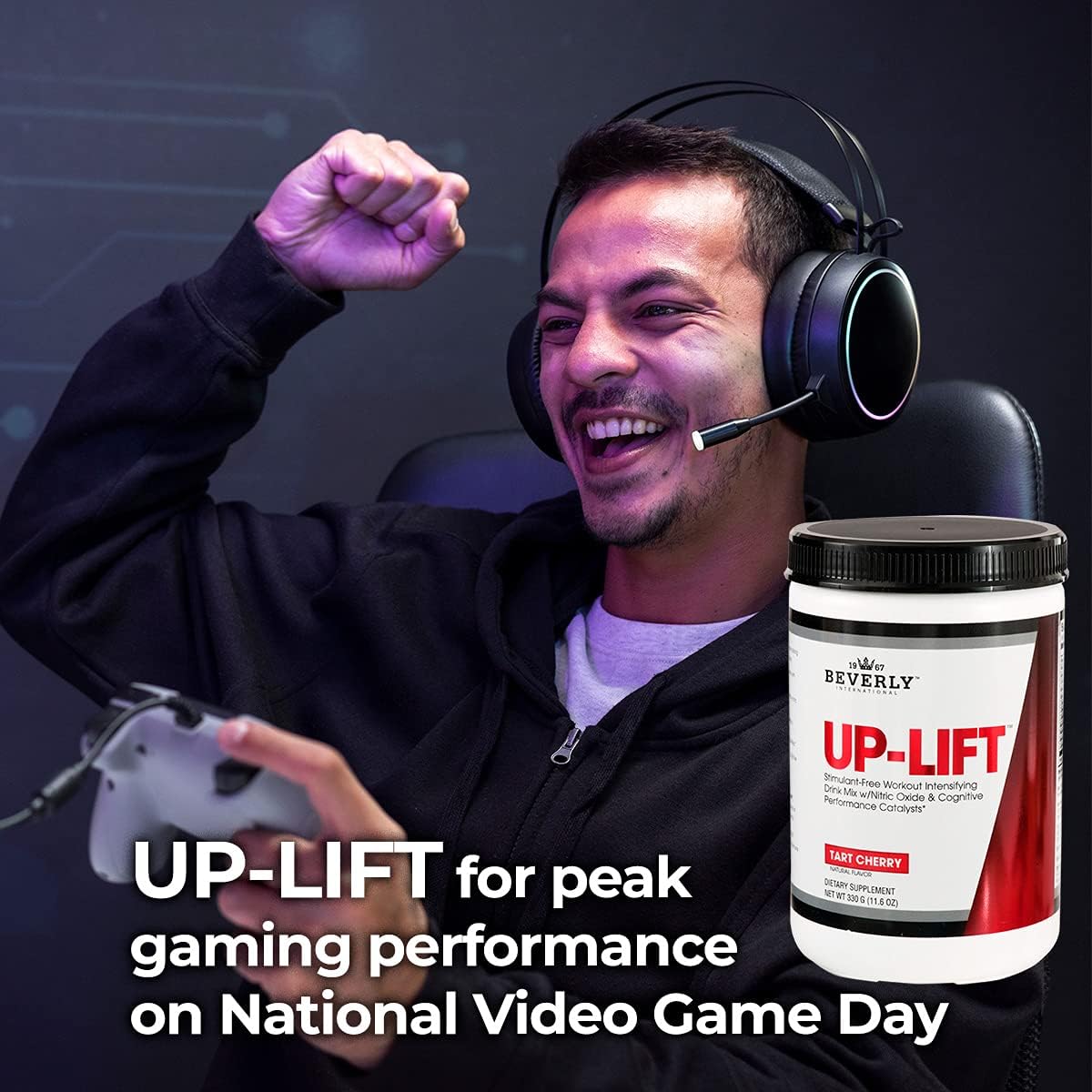 Beverly International Up-Lift Stimulant Free 330 grams. Workout Energy Drink Mix w/Nitric Oxide & Cognitive Performance Catalysts. UP Your Gaming. Beta Alanine, L-Citrulline, L-Tyrosine. : Health & Household