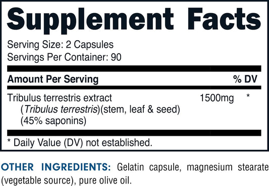 Bucked Up Tribulus 1500Mg Per Serving, Essentials (90 Servings, 180 Capsules)