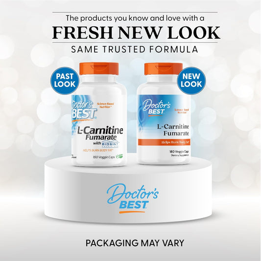 Doctors Best L-Carnitine Fumarate, Helps Burn Body Fat, Non-Gmo, Gluten Free, Soy Free, Vegan 180 Veggie Caps
