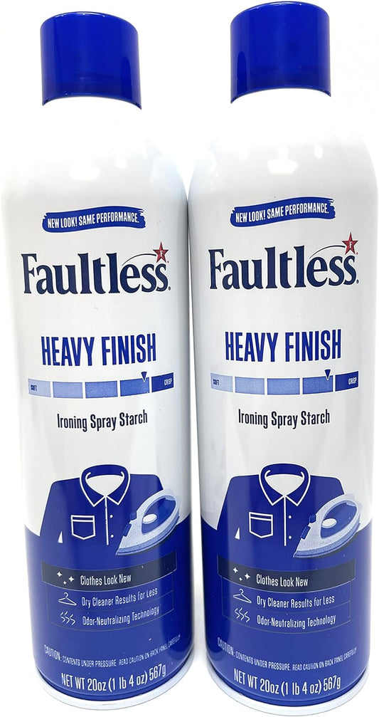 Faultless Heavy Finish Ironing Spray Starch Bundle: (2) 20oz Cans and ThisNThat Tip Card