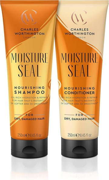 Charles Worthington Moisture Seal Duo, Shampoo And Conditioner Set, Haircare Routine For Moisture And Hydration, For Dry Hair, 2 X 250 Ml