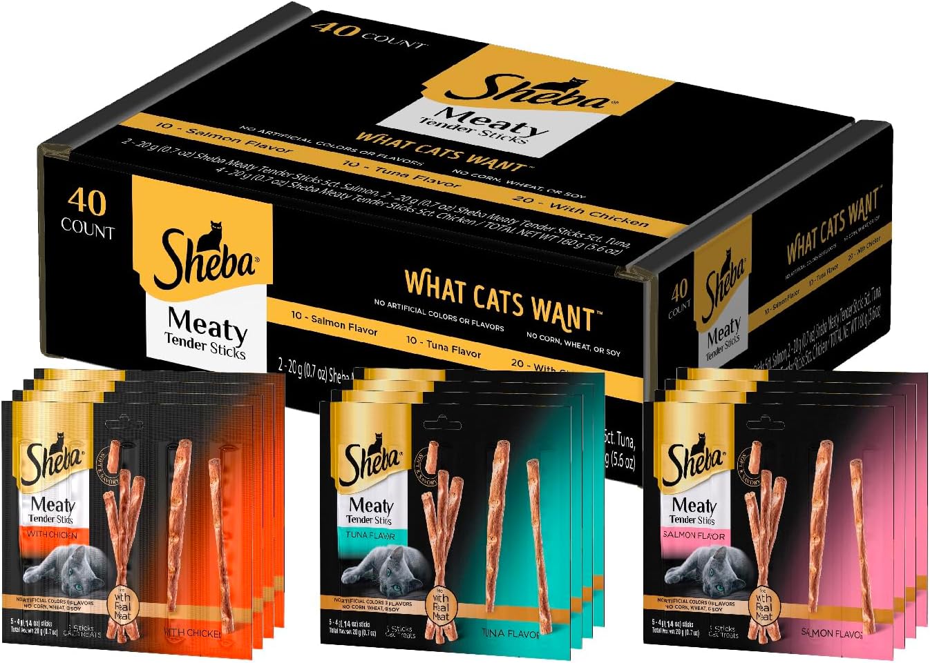 Sheba Treats Meaty Sticks Variety Pack, 70 Count