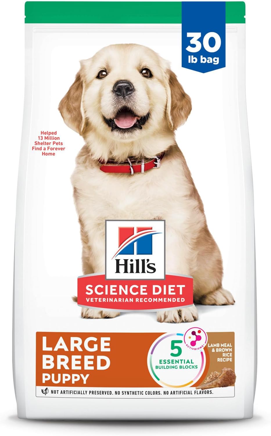 Hill'S Science Diet Puppy, Large Breed Puppy Premium Nutrition, Dry Dog Food, Lamb & Brown Rice, 30 Lb Bag