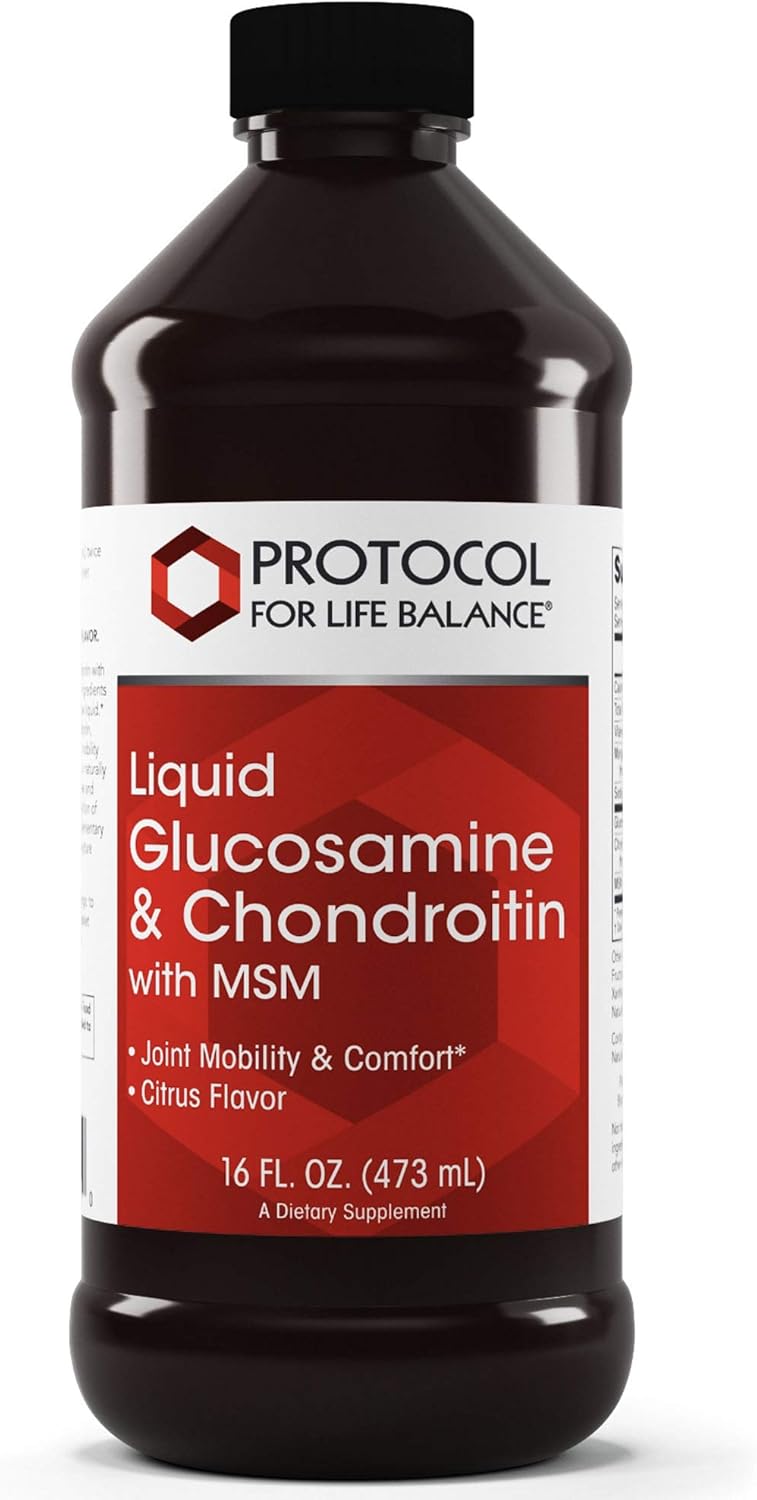 Protocol For Life Balance - Liquid Glucosamine And Chondroitin With Msm - Supports Joint Mobility And Comfort In Easy To Swallow Liquid Format - Citrus Flavor - 16 Fl Oz (473 Ml)