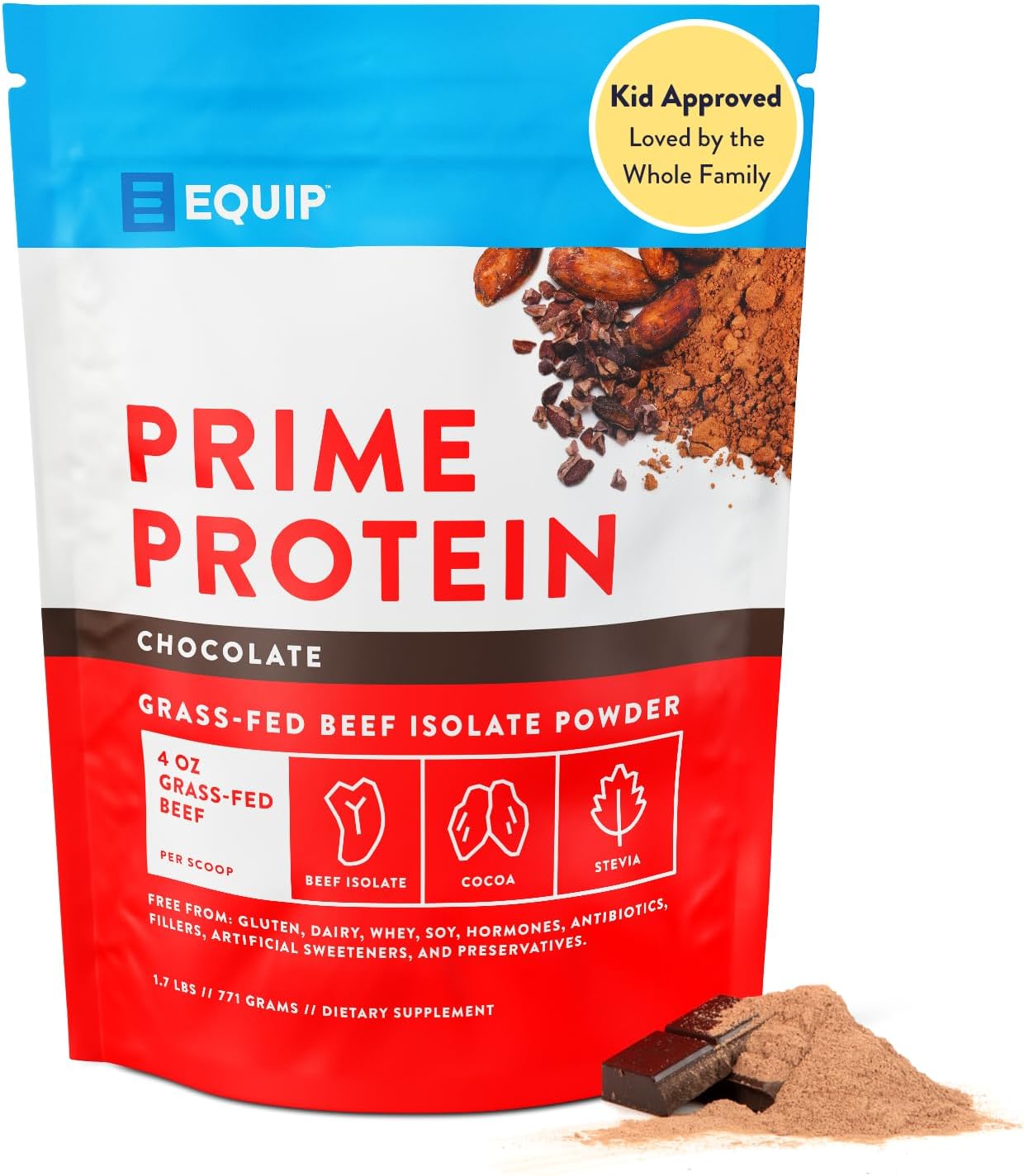 Equip Foods Prime Protein Powder | Clean, Grass Fed Beef Protein Isolate | Carnivore Protein Powder | Paleo, Keto Friendly | Gluten, Dairy Free | 30 Servings, Cinnamon Roll