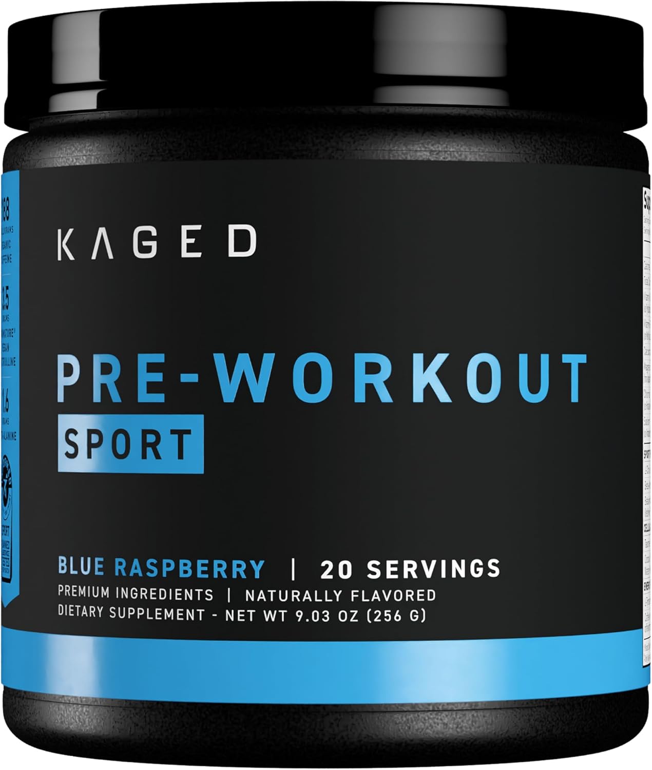 Kaged Sport Pre Workout Powder For Men & Women, Blue Razz, Sport Certified, 188Mg Caffeine, Nitric Oxide Supplement, Beta Alanine For Energy, Weightlifting, Cardio Endurance & Strength, 20 Servings