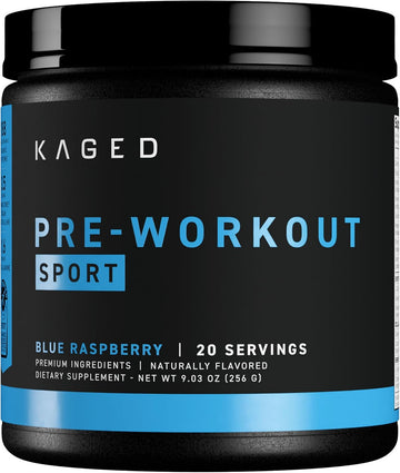 Kaged Sport Pre Workout Powder For Men & Women, Blue Razz, Sport Certified, 188Mg Caffeine, Nitric Oxide Supplement, Beta Alanine For Energy, Weightlifting, Cardio Endurance & Strength, 20 Servings