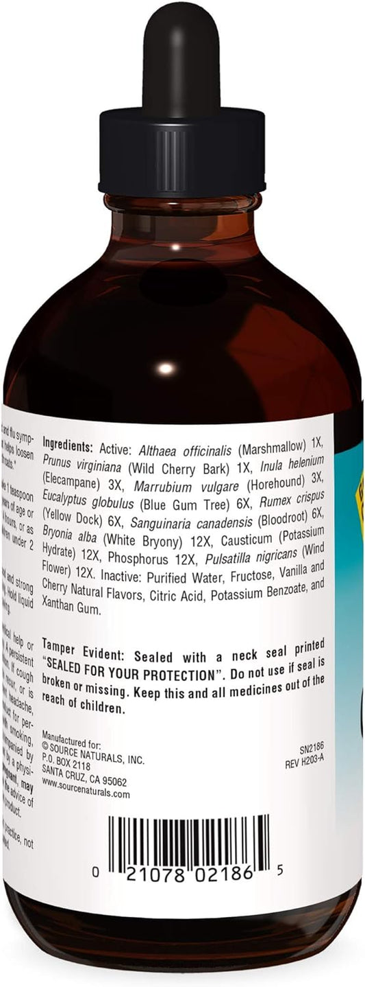 Source Naturals Wellness Cough Syrup for Kids - Homeopathic Formula for Children and Teens - 8 Fluid oz