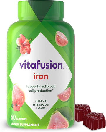 Vitafusion Iron Gummy Vitamin Supplement, Supports Red Blood Cell Production*, Guava Hibiscus Flavor, 30 Servings, 60 Count