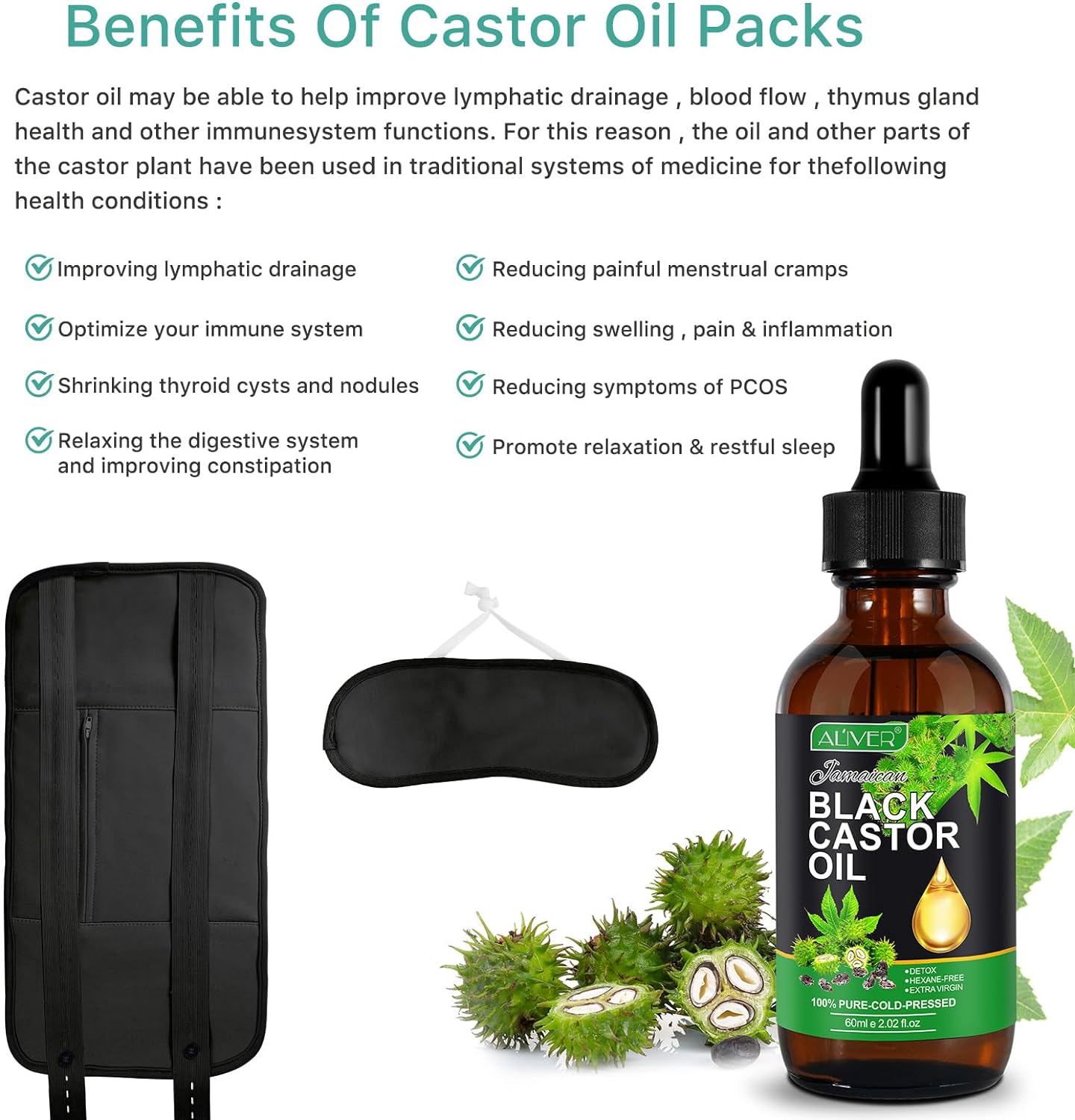 cgify Castor Oil Pack, Reusable Organic Castor Oil Pack Kit for Liver,
