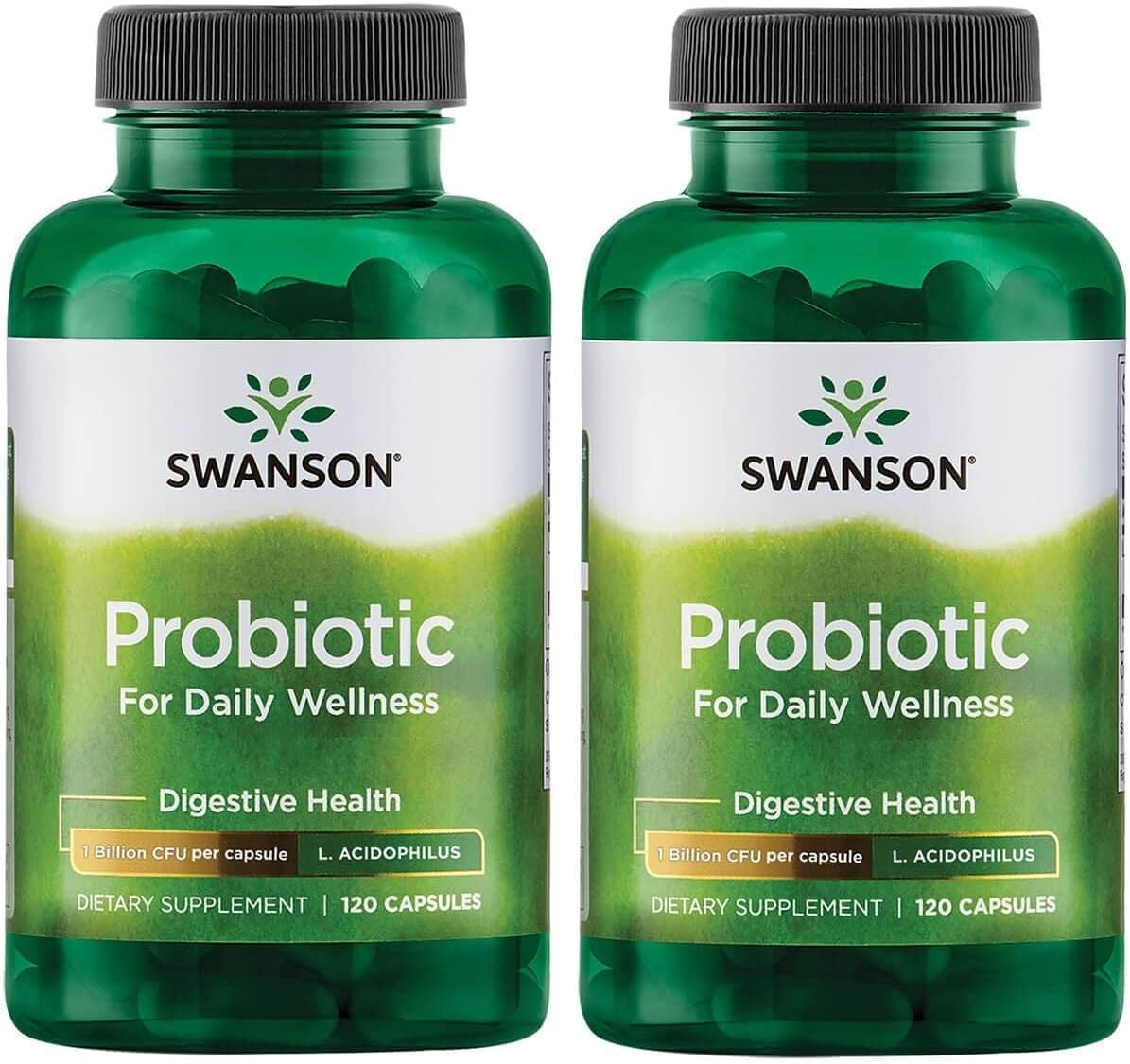 Swanson Probiotic - Digestive Health Supplement W/ 1 Billion Cfu Per Capsule - Natural Formula Supporting Bowel Regularity & Daily Wellness - (120 Capsules) (2 Pack)