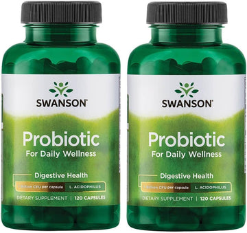 Swanson Probiotic - Digestive Health Supplement W/ 1 Billion Cfu Per Capsule - Natural Formula Supporting Bowel Regularity & Daily Wellness - (120 Capsules) (2 Pack)
