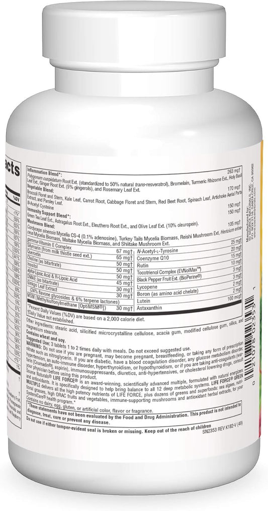 Source Naturals Life Force Green Multiple, Energy Activator With Superfoods* -180 Tablets