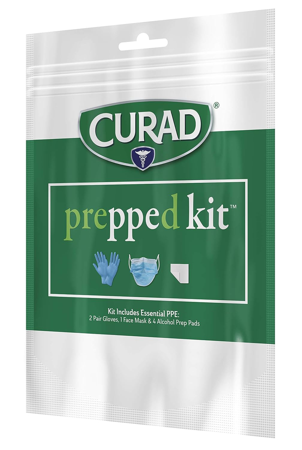 Curad Prepped Kit Essential Ppe Pack, Includes 2 Pairs Of Gloves, 1 Face Mask, 4 Alcohol Prep Pads