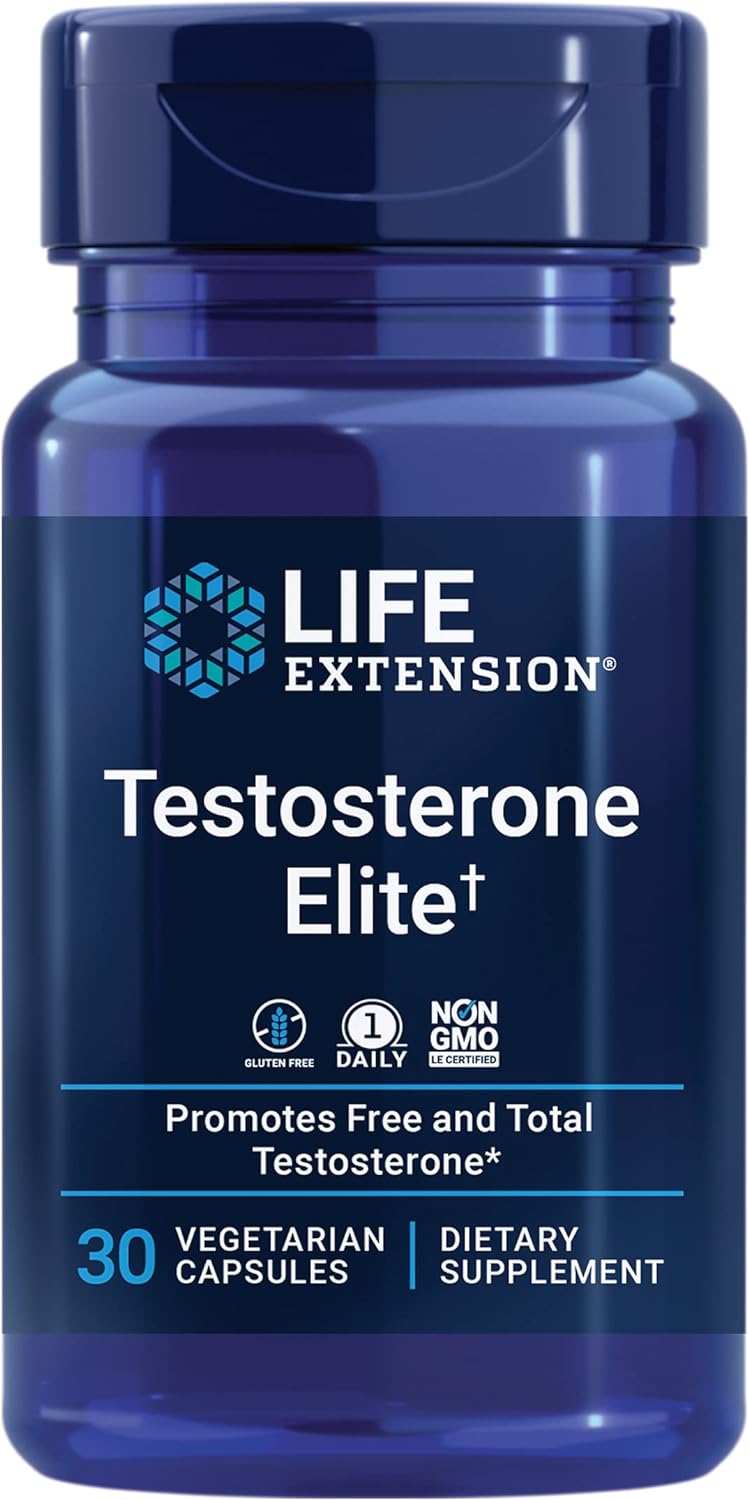 Life Extension Testosterone Elite â€“ Testosterone Production Support Supplement for Men - with Luteolin, Pomegranate and Cacao Seed Extract â€“ Gluten-Free, Non-GMO, Vegetarian â€“ 30 Capsules