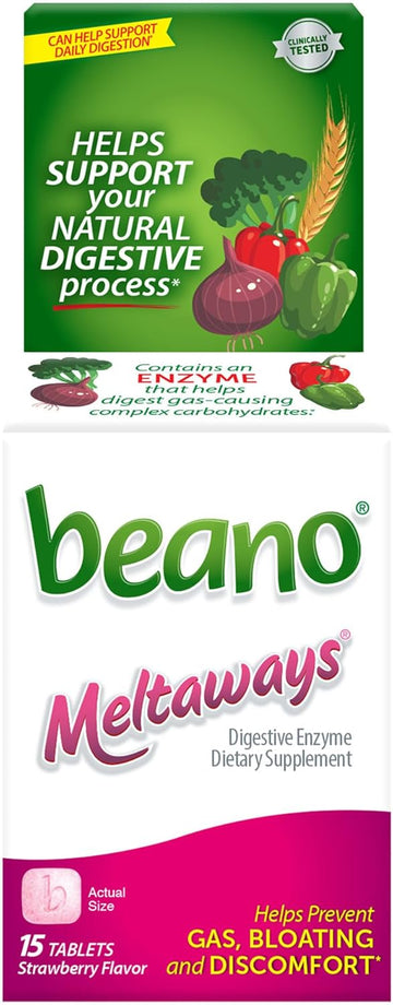 Beano To Go Gas Prevention, Food Enzyme Dietary Supplement, Help Digest Gas-Causing Foods, 12 Tablets