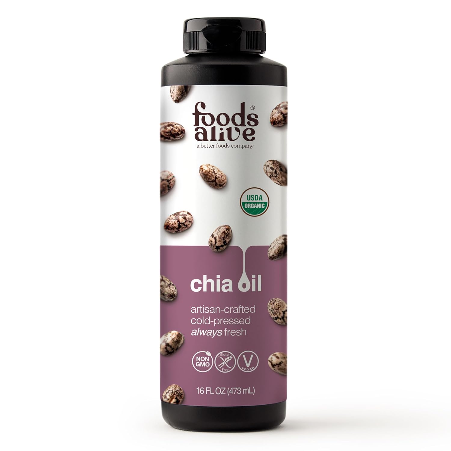 Foods Alive | Organic Chia Oil | 16 Oz : Grocery & Gourmet Food