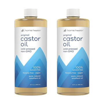 Home Health Castor Oil - 32 Fl Oz, Pack Of 2 - Conditioning Oil For Body, Skin & Brows - Non-Gmo, Usda-Certified Organic - Cold Pressed - Solvent & Hexane Free