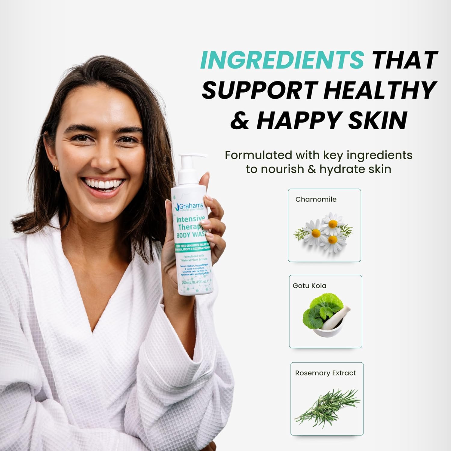 Grahams Natural Intensive Therapy Body Wash - for Eczema & Psoriasis Prone, Sensitive, Itchy Skin - Hypoallergenic, Fragrance & Soap-Free - 7 Natural Plant Extracts (1 x 250ml) : Amazon.co.uk: Beauty