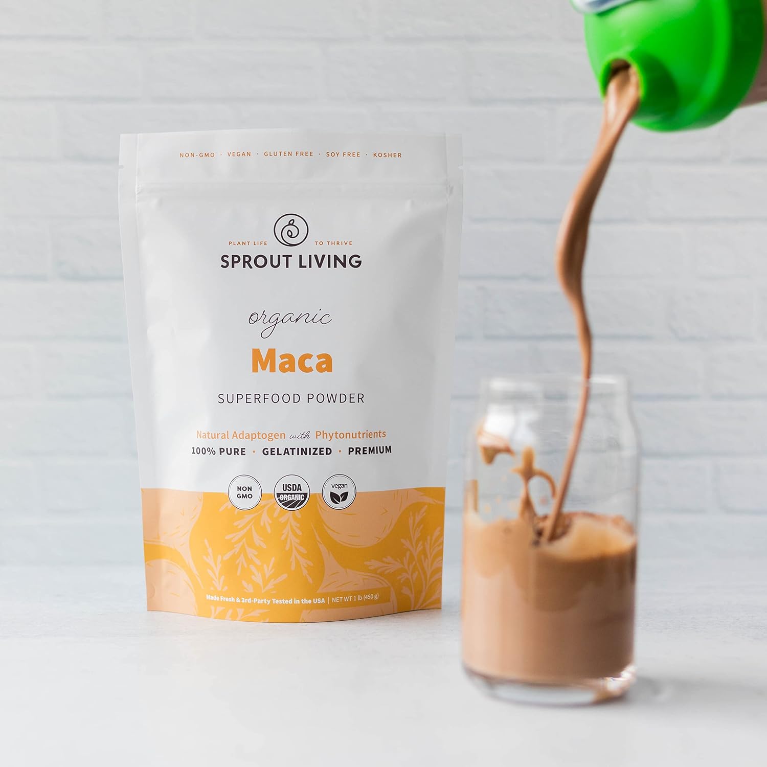 Sprout Living Organic Gelatinized Maca Root Powder, Superfood, Adaptogen, 1 lb : Health & Household