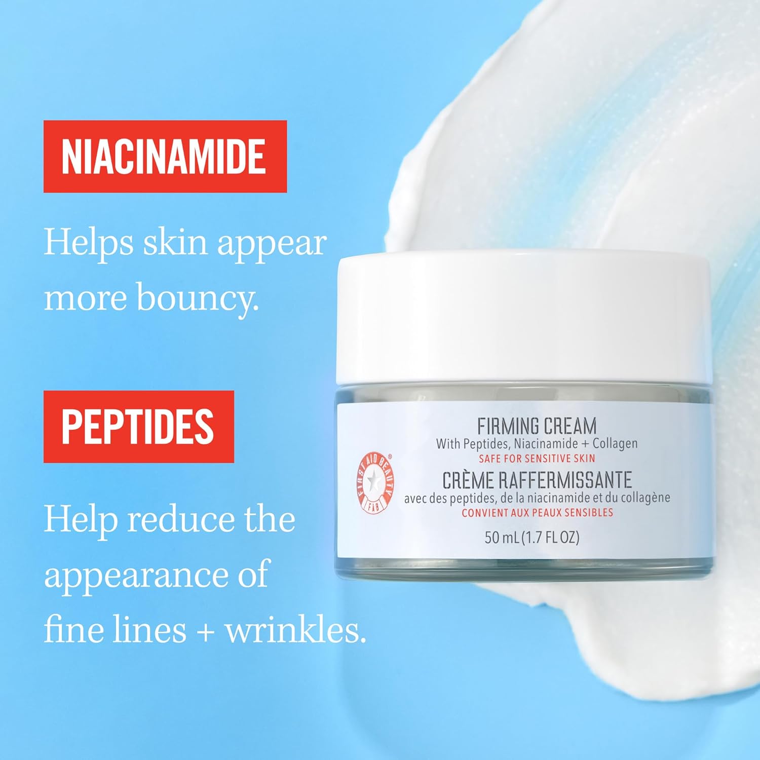 First Aid Beauty Firming Collagen Cream With Collagen, Peptides And Niacinamide – Day + Night Anti-Aging Face Moisturizer – 1.7 Fl Oz : Beauty & Personal Care