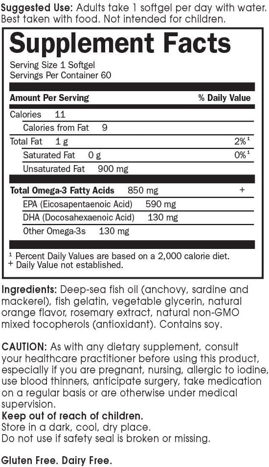 Garden of Life EPA/DHA Omega 3 Fish Oil - Minami Natural Brain Function, Heart and Mood Supplement, 60 Softgels : Health & Household