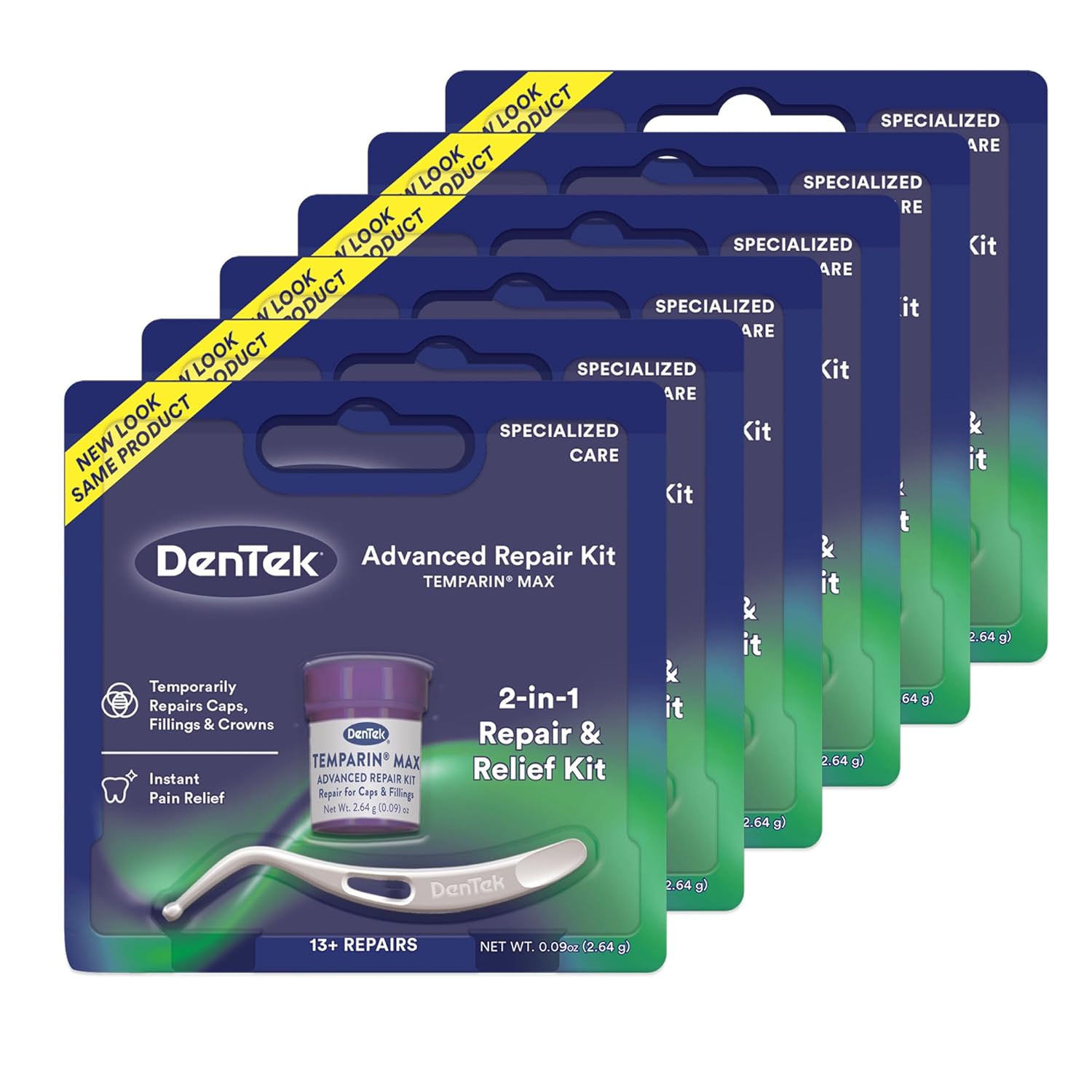 Dentek Temparin Max Repair Kit, 13+ Repairs, 2.64 Grams (Pack Of 6)