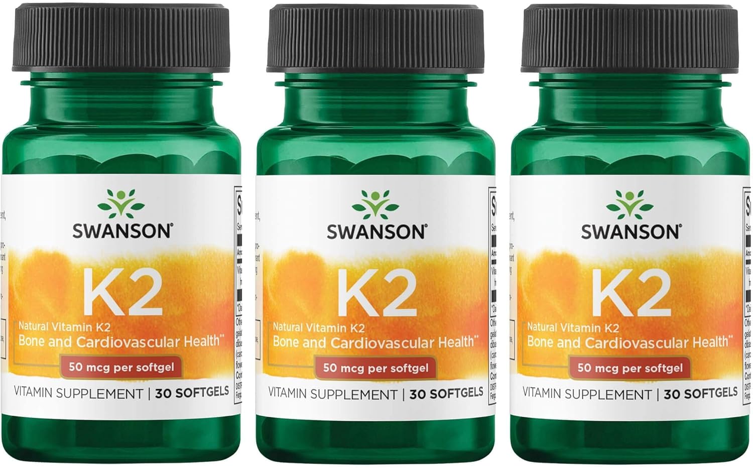 Swanson Natural Vitamin K2 (Menaquinone-7 From Natto) 50 Mcg 30 Sgels (3 Pack)