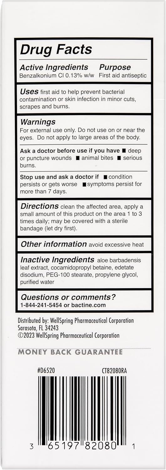Bactine Max First Aid Wound Wash - Antiseptic Liquid Kills 99.9% Of Germs - Infection Protection For Minor Cuts, Scrapes, And Burns - First Aid Solution - 8Fl Oz